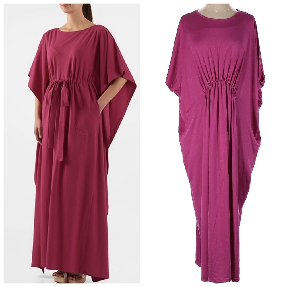 Fuchsia Batwing Caftan Jersey Maxi Dress - image 4